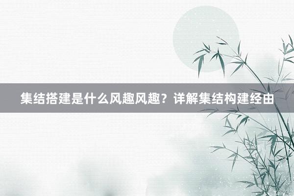 集结搭建是什么风趣风趣？详解集结构建经由