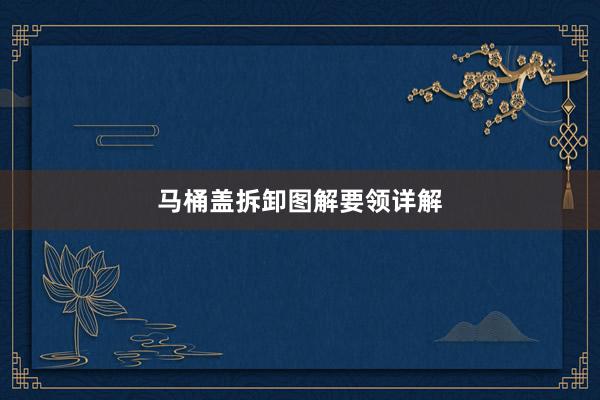 马桶盖拆卸图解要领详解